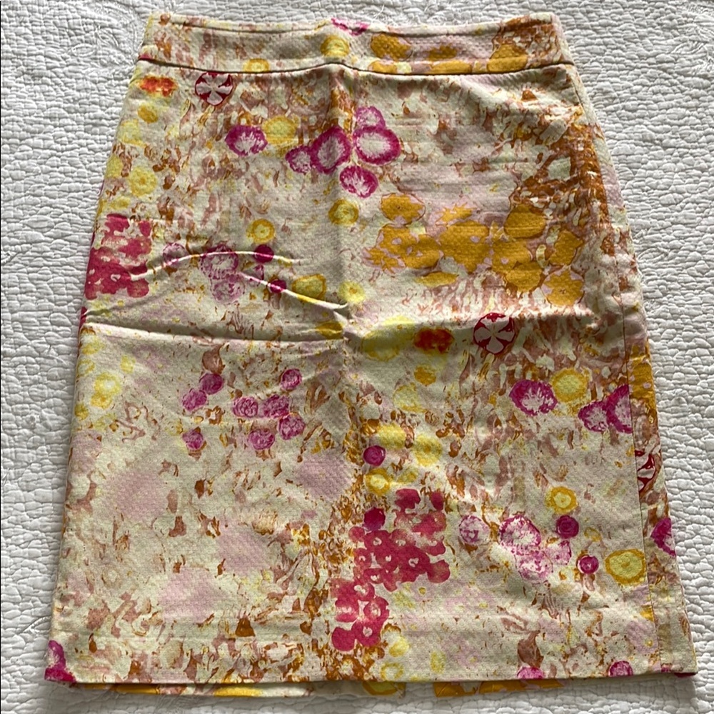 J Crew Yellow Floral Pencil Skirt size 2
